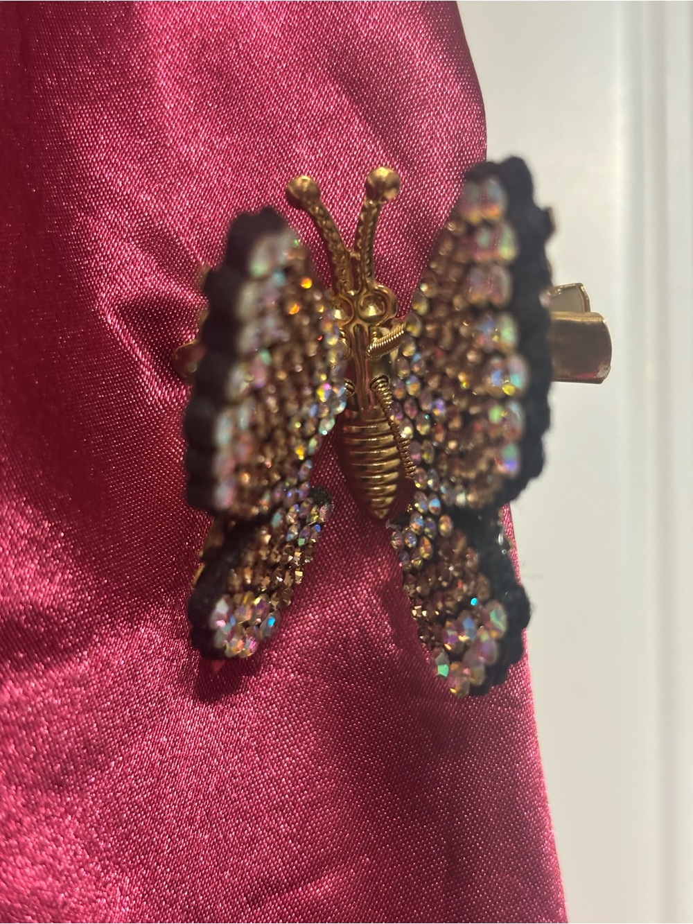 Gold Butterfly Crystal Hair Clip - Women Accessories